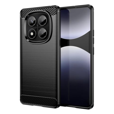 Протиударний чохол Brushed Texture Carbon Fiber на Xiaomi Redmi Note 14 Pro 4G - чорний