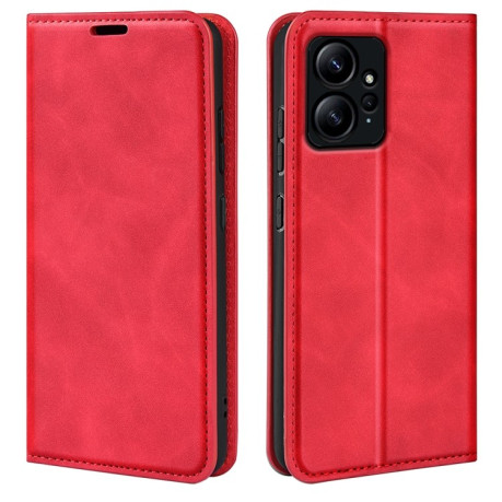 Чехол-книжка Retro Skin Feel Business Magnetic на Xiaomi Redmi Note 12 4G - красный