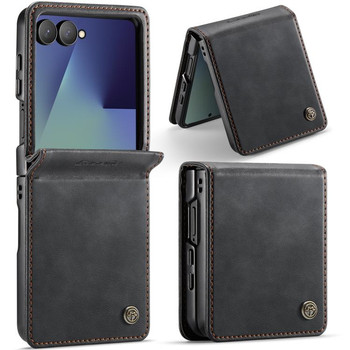 Чехол-книжка CaseMe 033 с фактурой Calf и защитой от сканирования RFID на  Samsung Galaxy Flip8 5G — чёрный