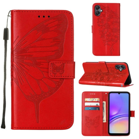 Чехол-книжка Embossed Butterfly для Samsung Galaxy A05 - красный