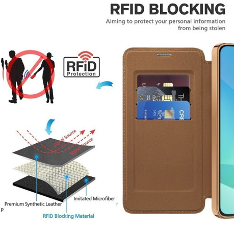 Чохол-книжка Shield MagSafe RFID Anti-theft Leather  для Samsung Galaxy A16 5G - коричневий