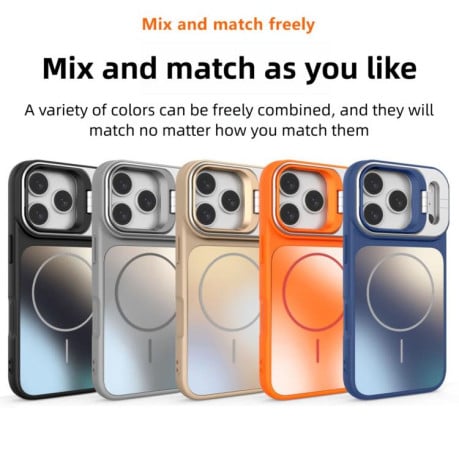Матовый чехол AG Frosted Lens Holder MagSafe с держателем камеры и MagSafe для iPhone 16 — королевский синий
