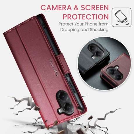 Чохол-книжка CaseMe 023 Butterfly Buckle Litchi Texture RFID Anti-theft Leather для Xiaomi Poco X7 Pro - червоний
