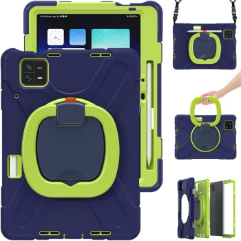 Чехол Silicone Hybrid PC Tablet Case with Holder &amp; Shoulder Strap для Xiaomi Pad 6 / 6 Pro -синий