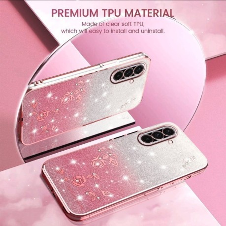 Протиударний чохол Gradient Glitter Flower All-inclusive  для Samsung Galaxy A36 - рожевий