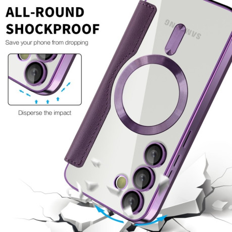 Чохол-книжка Shield MagSafe RFID Anti-theft Leather для Samsung Galaxy S24 FE 5G - фіолетовий