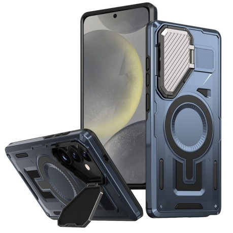 Противоударный чехол Shield Frame Holder MagSafe для Samsung Galaxy S25 5G - синий