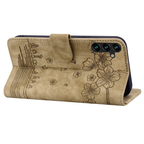 Чохол-книжка Cartoon Sakura Cat для Samsung Galaxy A16 5G - коричневий