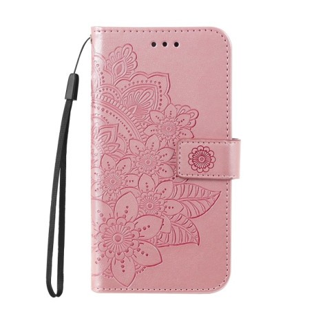 Чехол-книжка 7-petal Flowers Embossing для Samsung Galaxy S24 Ultra 5G - розовое золото