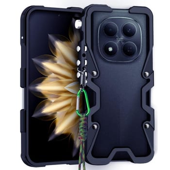 Противоударный чехол Trigger Design Hollow Metal Frame для Xiaomi Poco M8 5G — чёрный