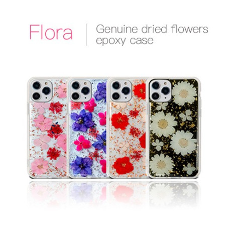 Чехол X-Fitted  FLORA из натуральных цветков для iPhone 11 pro - pink flower