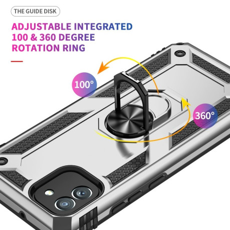 Противоударный чехол HMC 360 Degree Rotating Holder на Samsung Galaxy A03/A04E - серебристый