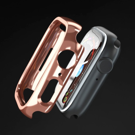 Противоударная накладка Electroplated Hollow для Apple Watch Series 8 / 7 45mm - розово золотая