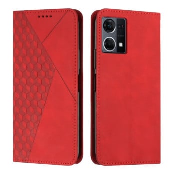 Чохол-книжка Diamond Splicing Skin Feel для OPPO Reno7 4G Global/F21 Pro 4G - червоний