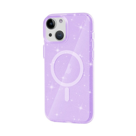 Противоударный чехол Terminator Style Glitter для iPhone 15 - фиолетовый