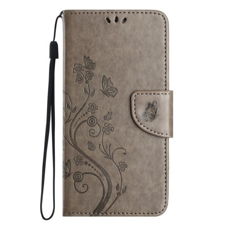 Чехол-книжка Butterfly Flower Pattern для Samsung Galaxy A55 - серый