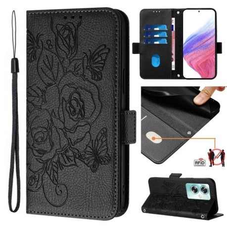 Чохол-книжка Embossed Rose RFID Anti-theft Leather для OnePlus Nord N30 SE 5G - чорний