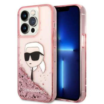 Оригінальний чохол Karl Lagerfeld Glitter Karl's Head для iPhone 14 Pro Max - pink