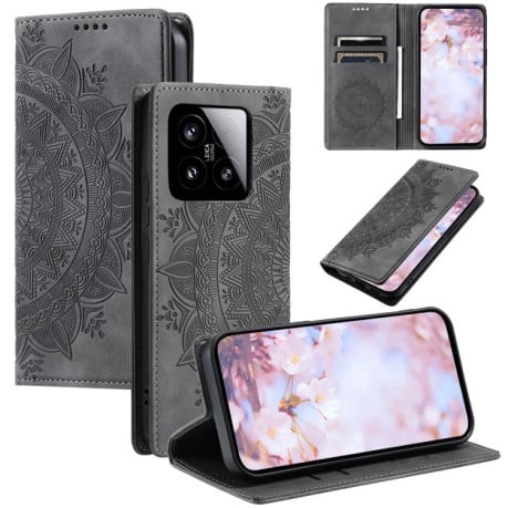 Чехол-книжка Totem Embossed Magnetic Leather для Xiaomi 15 - серый