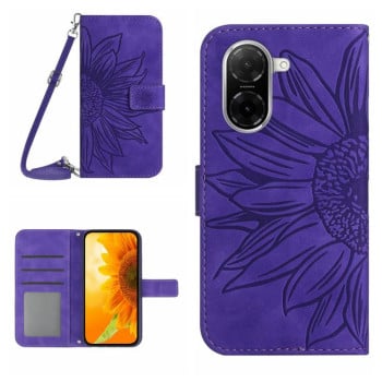 Чехол-книжка Skin Feel с рисунком подсолнуха на Xiaomi Redmi A5 4G 173.3mm - фиолетовый
