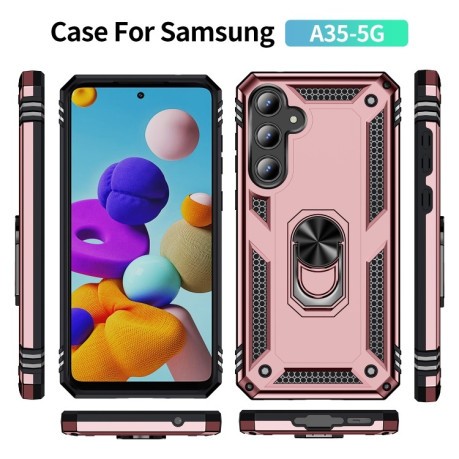 Противоударный чехол HMC 360 Degree Rotating Holder на Samsung Galaxy A35 5G - розовое золото