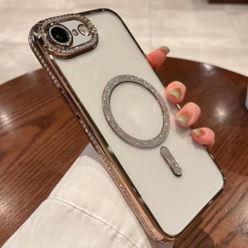 Противоударный чехол Diamond Gradient Plated MagSafe для  iPhone 16e - золотой