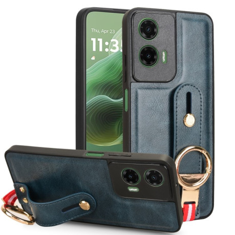 Протиударний чохол Wristband Leather Back для Motorola Moto G35 5G - синій