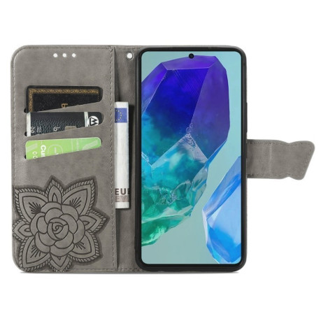 Чехол-книжка Butterfly Love Flower Embossed для Samsung Galaxy A16 - серый