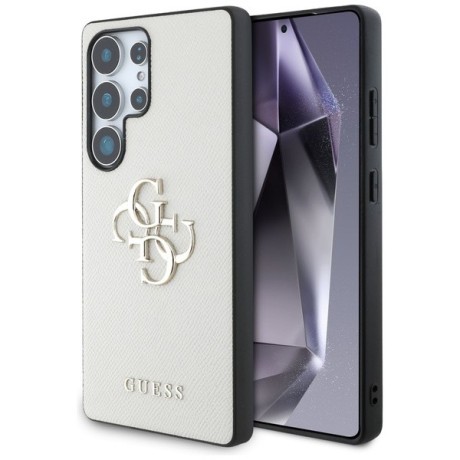 Оригинальный чехол Guess Grained Big 4G Logo Small Classic Logo для Samsung Galaxy S25 Ultra - Gray