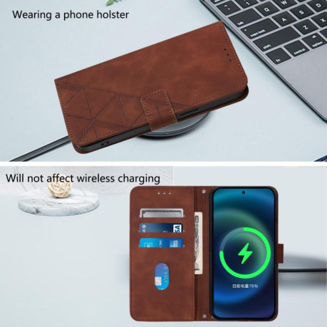 Чохол-книжка Crossbody 3D Embossed Flip Leather на Xiaomi Poco X7 - коричневий