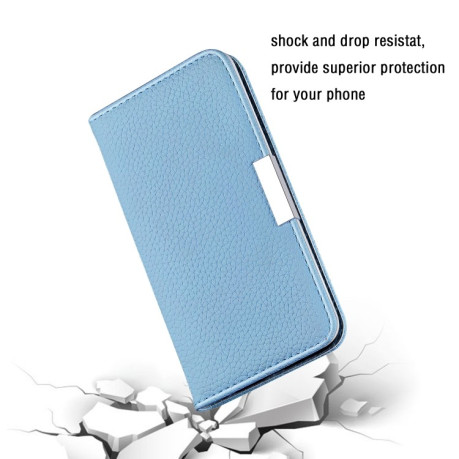 Чехол-книжка Litchi Texture Solid Color на iPhone 12 Mini - голубой