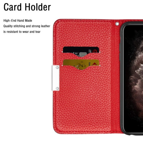 Чехол-книжка Litchi Texture Solid Color на Samsung Galaxy A03s - красный