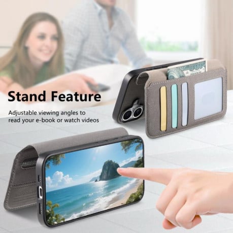 Чохол-книжка Twill Fabric з MagSafe RFID+кишенька на карт на Samsung Galaxy A07 4G / 5G - сірий