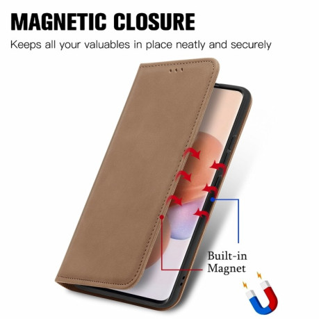 Чехол-книжка Retro Skin Feel Business Magnetic на Xiaomi 12 / 12X - коричневый