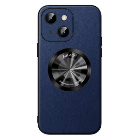 Кожаный чехол SULADA Microfiber Leather MagSafe Magnetic на iPhone 15 - синий