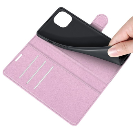 Чехол-книжка Litchi Texture на iPhone 13 mini - розовый