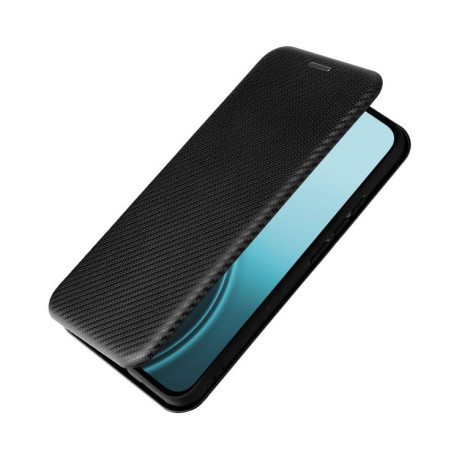 Чехол-книжка Carbon Fiber Texture на OPPO Reno14 Global / Reno14 F — чёрный
