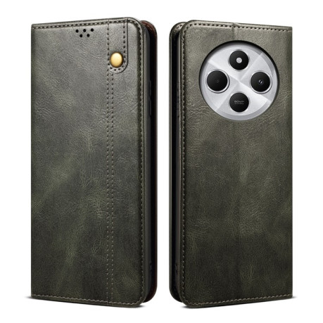 Чехол-книжка Simple Wax Crazy Horse для Xiaomi Redmi 14C 4G/Poco C75/Redmi A4 5G - зеленый