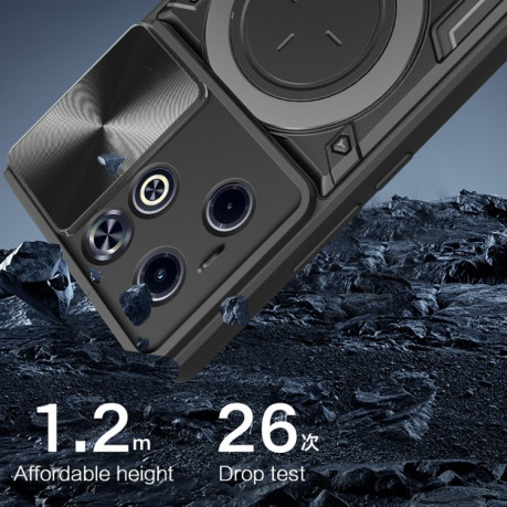 Противоударный чехол CD Texture Sliding Camshield Magnetic Holder на Infinix Hot 40i / Smart 8 - красный