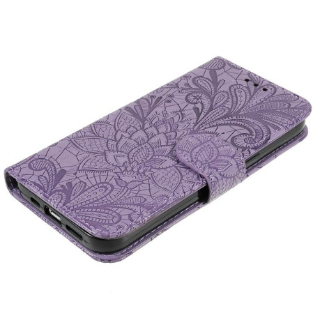 Чехол-книжка Lace Flower для Realme 14 Pro+ - фіолетовий