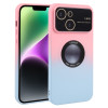 Противоударный чехол Gradient Silicone Shockproof Magsafe для iPhone 15 Plus - розово-синий