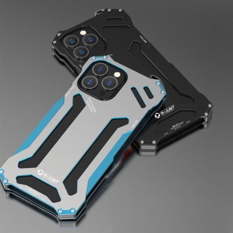 Противоударный металлический чехол R-JUST Armor Metal на iPhone 13 Pro Max - синий