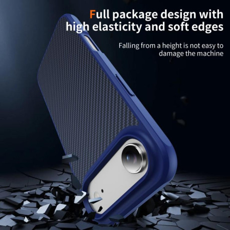 Ударозащитный чехол Carbon Fiber Texture Skin-feel Acrylic TPU на iPhone Air - синий