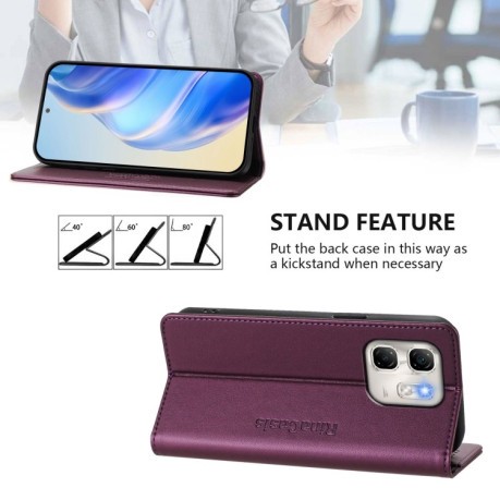 Чехол-книжка RC01 Dual-Folded Magnetic Suction RFID Leather на Infinix Hot 50i 5G / Smart 9 4G - фиолетовый