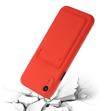 Противоударный чехол Card Slot Design для iPhone XR - красный