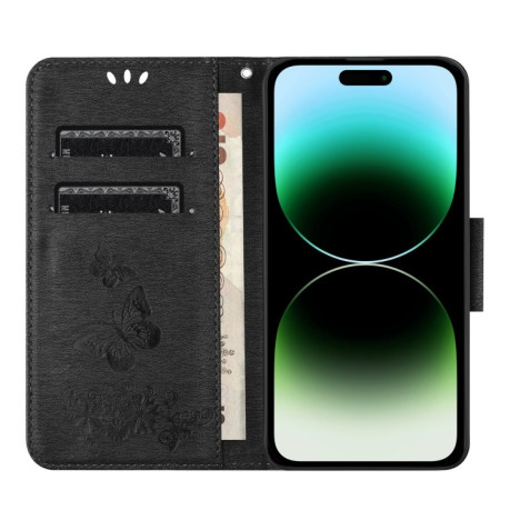 Чохол-книжка Embossed Butterfly для iPhone 16 Pro Max - чорний