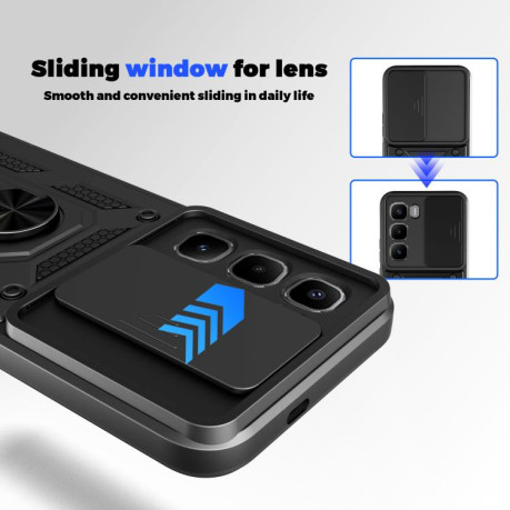 Чохол із шторкою на камеру Sliding Camshield та підставкою для Infinix Hot 60 Pro 4G — червоний
