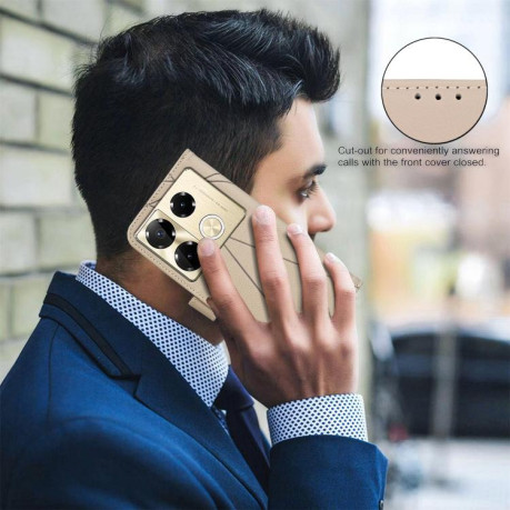 Чехол-книжка Geometric Pattern RFID Leather для Infinix Note 40 Pro 4G / 40 Pro+ 5G - бежевый