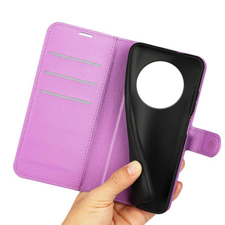 Чохол-книжка Litchi Texture Horizontal Flip Leather на Realme 14 Pro+ - фіолетовий