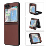 Противоударный чехол EsCase Leather Series для Samsung Galaxy Flip 5 - коричневый